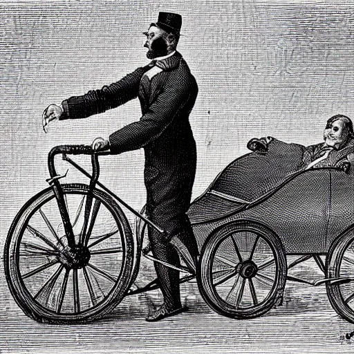 Image similar to a man riding a cycle plane illustration victorian