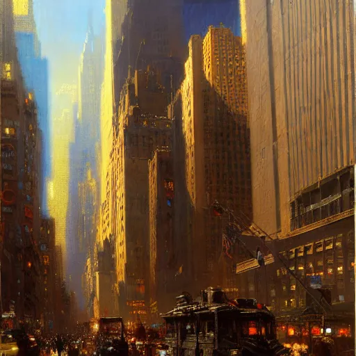 Image similar to city of modern new york. highly detailed painting by gaston bussiere, craig mullins, j. c. leyendecker