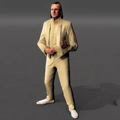 Image similar to british lord wearing expensive israeli beige suit designed by michaelo angelo, frame focused on face and upper body, created with metahuman in unreal engine