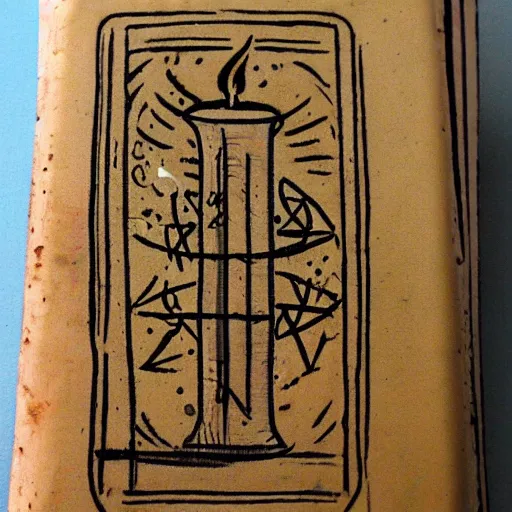 Prompt: holy candle magic iconography old book vintage bible occult rune sketch alchemy ink