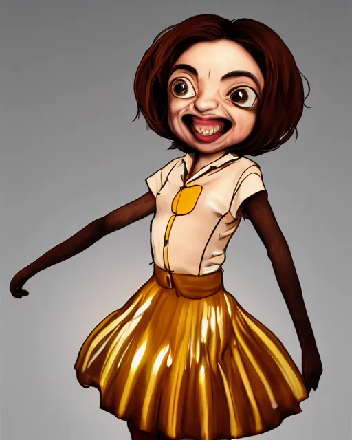 Image similar to beautiful mr bean as honey, made of honey, wearing honey - themed miniskirt, award winning creature portrait photography, extremely detailed, artstation, 8 k, sensual lighting, incredible art, wlop, artgerm, backlit, rim lighting, hi - fructose