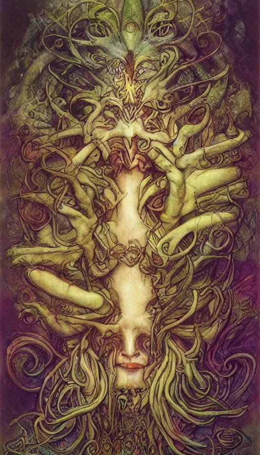 Prompt: psytrance artwork, by brian froud