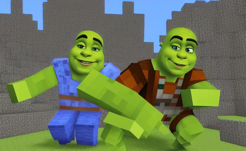 Image similar to shrek minecraft