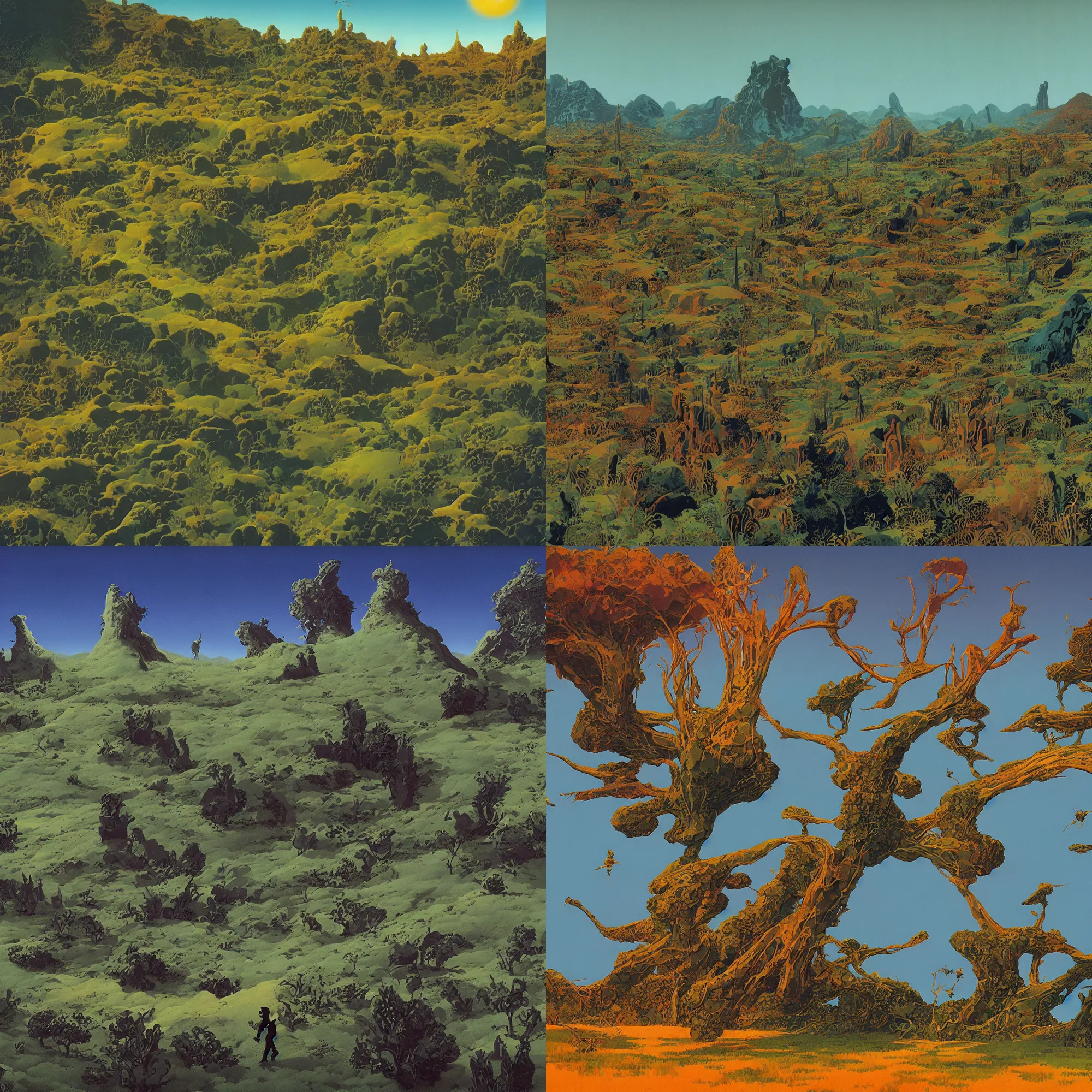 Prompt: elysian fields by roger dean, dean ellis, in the style of dan mcpharlin,