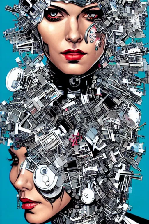 Image similar to a portrait of a beautiful cybernetically enhanced woman, by marvel comics and sandra chevrier