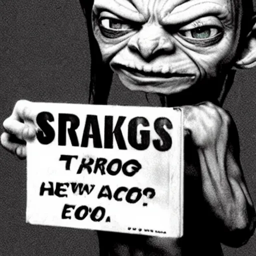 Image similar to Gollum is smoking crack, anti-drug ads, 1990\'s