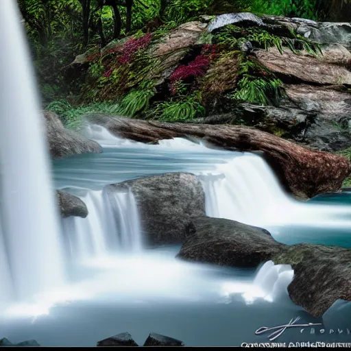 Image similar to spectacular waterfalls, winning award photo. canon rf 8 5 mm, 4 k. very detailed, unreal engine