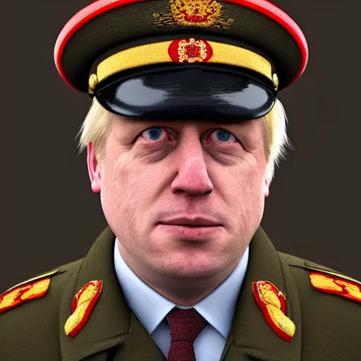 Prompt: boris johnson with ussr military uniform on in kyiv, realistic, long shot, sunny lighting, octane render, gq magazine, hyper realistic, high quality, highly detailed, hd, beautiful, cinematic, 8 k, unreal engine, facial accuracy,