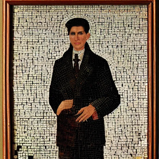Prompt: portrait of corneliu zelea codreanu, very handsome, very beautiful, highly detailed, as a byzantine mosaic, 4 k