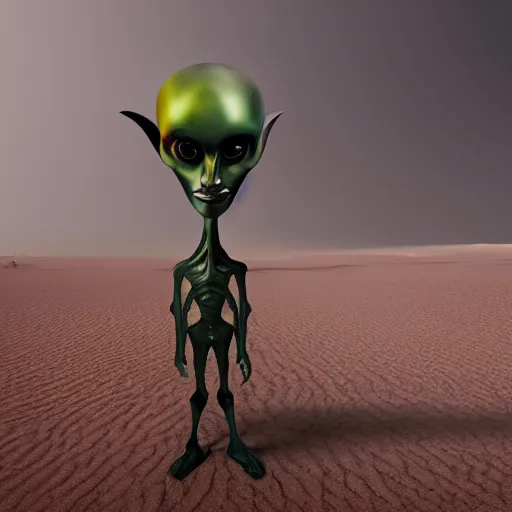 Image similar to an amazing award winning portrait photo of an alien on an unknown planet