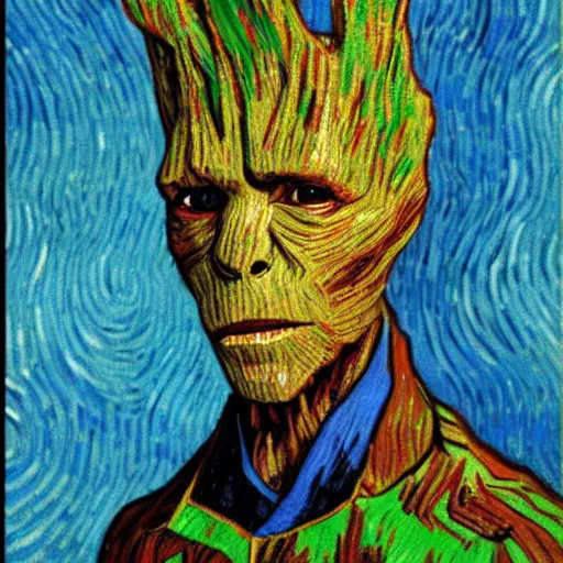 Prompt: groot Painted by Vincent Van Gogh 4K quality