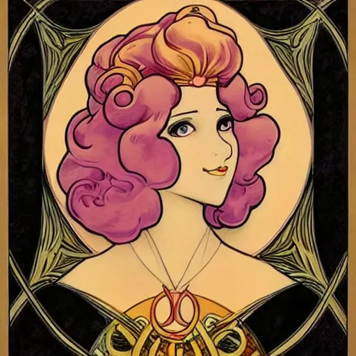 Image similar to beautiful art nouveau painting of princess - peach!!!!!!!!!