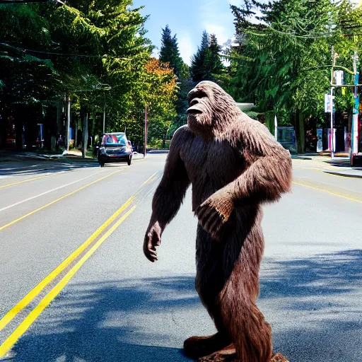 Image similar to bigfoot walking down the street in downtown Bremerton Washington