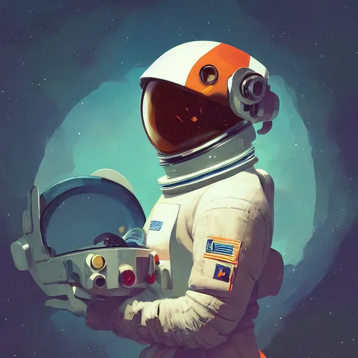 Image similar to a beautiful painting of an astronaut by sergey kolesov and sachin teng and pascal blanche. in style of digital art. colorful comic, symmetry, hyper detailed. octane render. trending on artstation