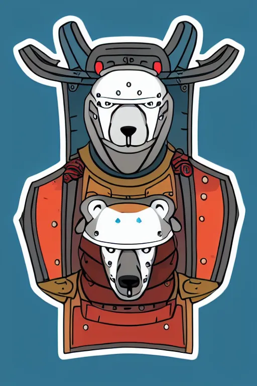 Image similar to Portrait of a polar bear in samurai armor, knight, medieval, sticker, colorful, illustration, highly detailed, simple, smooth and clean vector curves, no jagged lines, vector art, smooth