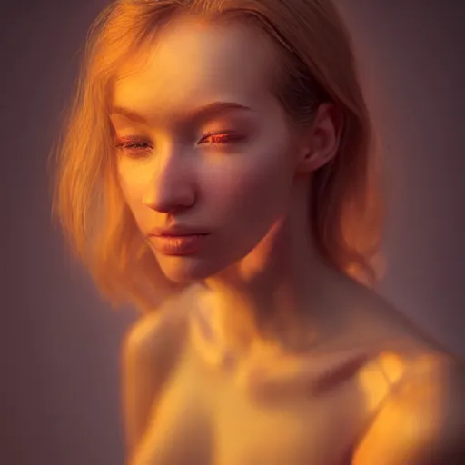 Image similar to beautiful hyperdetailed photograph of a cute woman, art by irakli nadar, golden hour, soft focus, medium shot, 8 k, portra 4 0 0