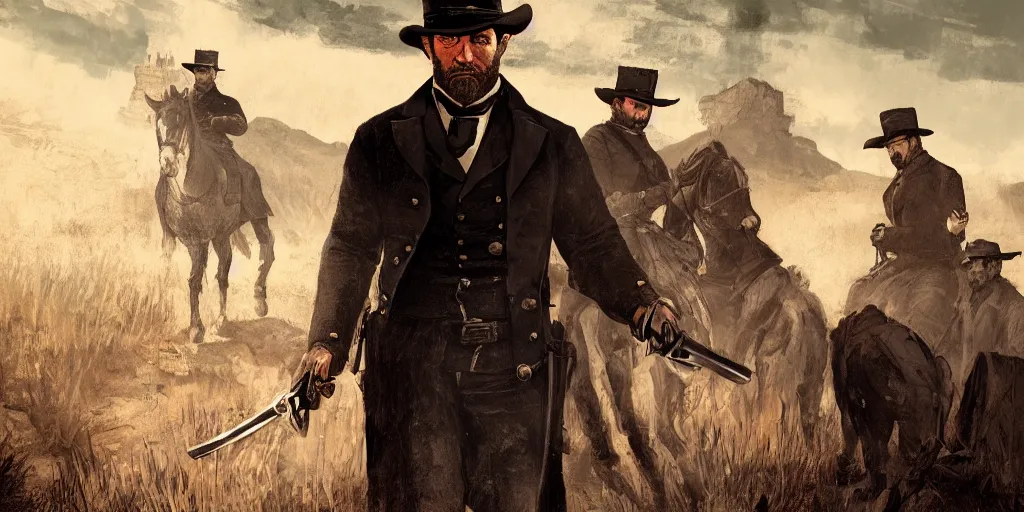 Prompt: ulysses grant in rdr 2. cover art by stephen bliss. game cover. high quality. 8 k resolution.