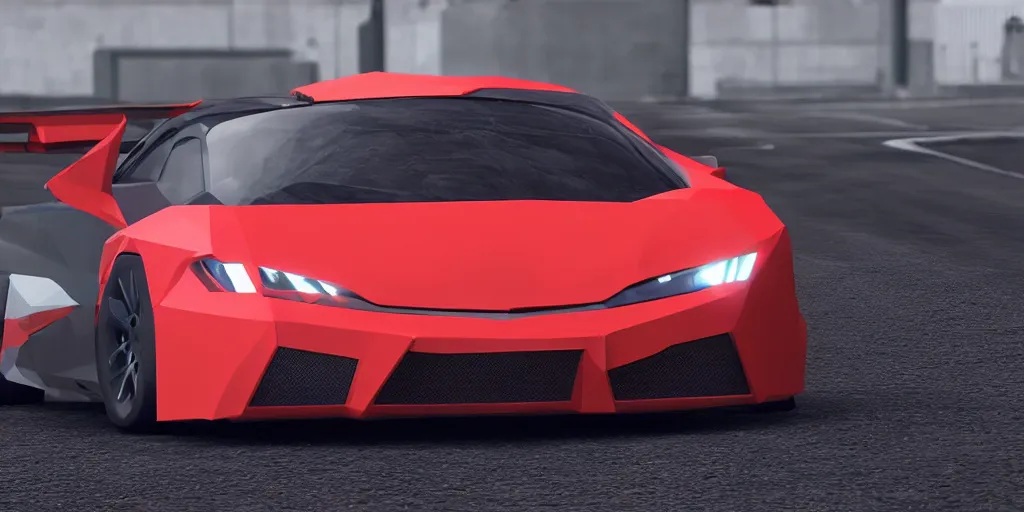 Image similar to a low poly object of a sport car, unreal engine