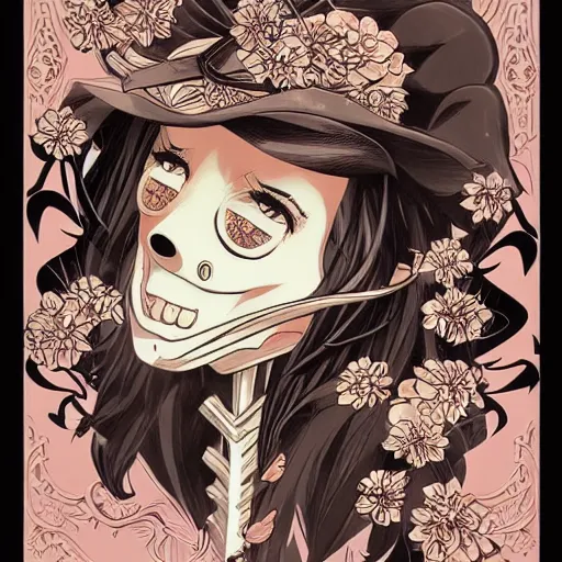 Image similar to anime manga skull portrait young woman skeleton, daffy duck, comic book font, intricate, elegant, highly detailed, digital art, ffffound, art by JC Leyendecker and sachin teng