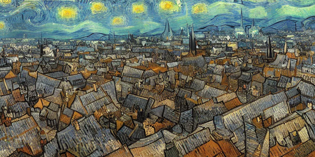 Prompt: highly detailed painting of whitechapel 1888 by van gogh, trending on artstation, 8K, ultra wide angle, pincushion lens effect