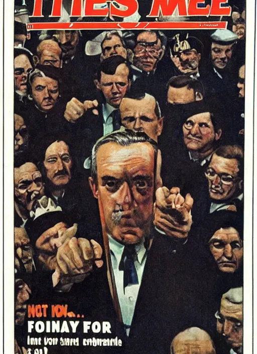 Prompt: Fascist TIme Magazine Cover of 1970, 8K, sharp focus, HD