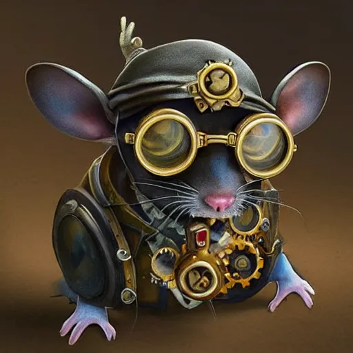 Prompt: a rat with steampunk googles, from Magic the gathering