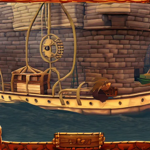 Image similar to hedgehog on a ship in seqa of thieves, game, epic