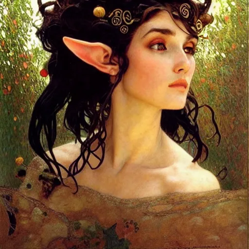 Image similar to head and shoulders portrait of a beautiful elf princess, royo, klimt, miro, vallejo, frazetta, alphonse mucha, greg rutkowski, whealan