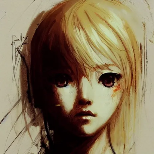Image similar to portrait of cute anime girl, artwork by guy denning and charlie bowater,
