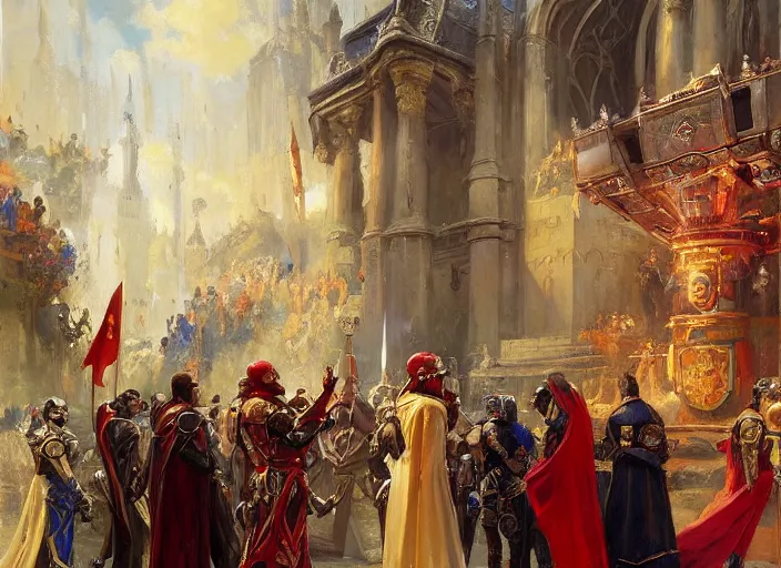 Image similar to halo master chief in a medieval royal procession by vladimir volegov and alexander averin and delphin enjolras and daniel f. gerhartz