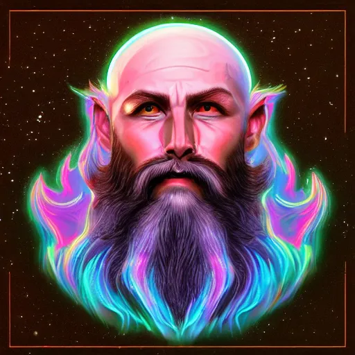 Image similar to bearded holographic god, artstation