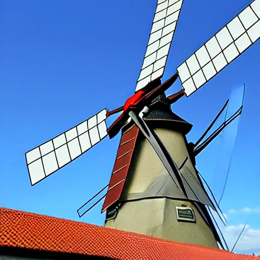 Image similar to gundam as dutch windmill in anime, gundam is windmill shaped, dutch windmill gundam