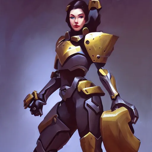 Image similar to greg manchess portrait painting of an armored dark female ironman as overwatch character, medium shot, asymmetrical, profile picture, organic painting, sunny day, matte painting, bold shapes, hard edges, street art, trending on artstation, by huang guangjian, gil elvgren, ruan jia, greg rutkowski, gaston bussiere