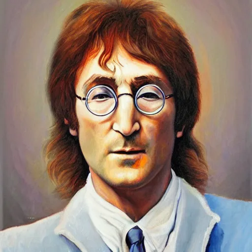 Image similar to A portrait of John Lennon, oil painting, majestic, detailed, high resolution