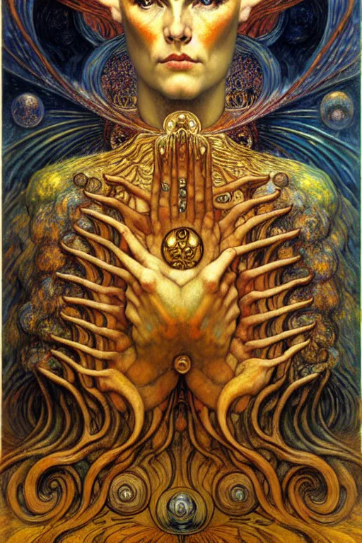 Image similar to Divine Chaos Engine by Karol Bak, Jean Delville, William Blake, Gustav Klimt, and Vincent Van Gogh, symbolist, visionary