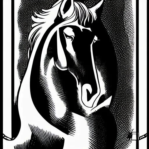 Image similar to clean simple line art of a beautiful elegant unicorn. white background. well composed, clean black and white line drawing, beautiful detailed face. illustration by steve ditko and jack kirby and greg rutkowski