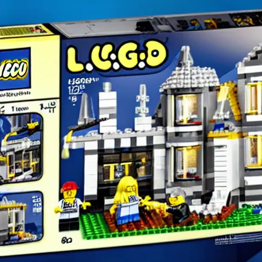 Prompt: fbi raid on mara lago lego set