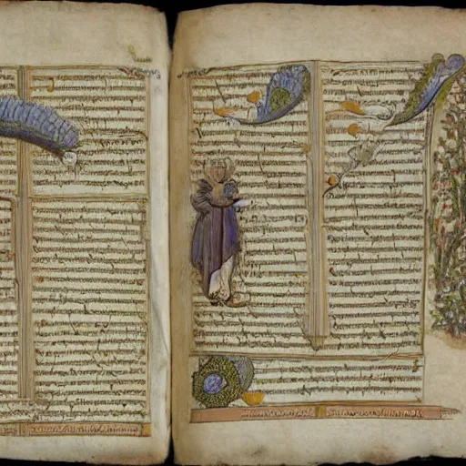 Image similar to a cabal of priests study the pages of the voynich manuscript cinematic mood