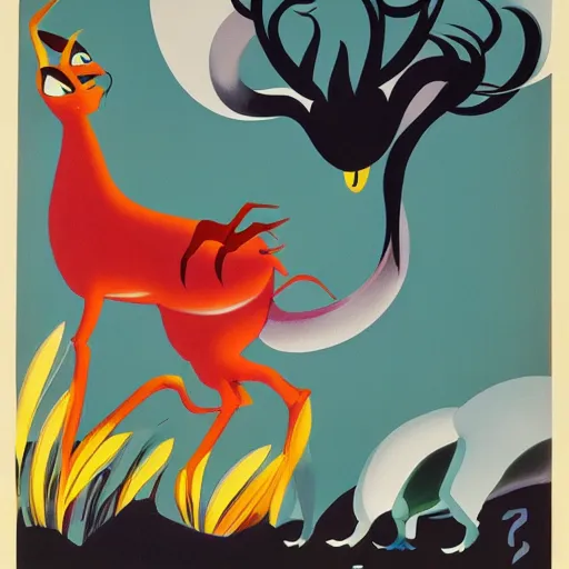 Prompt: a vintage poster of a animation movie titled Vulvine, about a fantasy dark queen jewels Death, by Saul bass, by Georgia o keeffe, vibrant