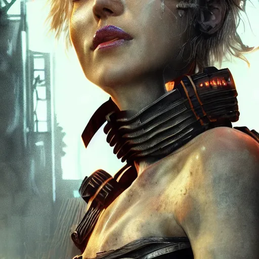 Image similar to naomi watts portrait, dystopia core, apocalyptic, armor, warrior, dramatic, sharp focus, fiction, neon, fantasy, hyper detailed, digital art, trending in artstation, cinematic lighting, studio quality, smooth render, unreal engine 5 rendered, octane rendered, art style and nixeu and wlop and krenz cushart