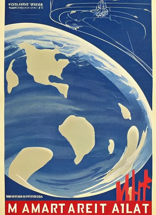 Image similar to WPA poster for the Martian colonies