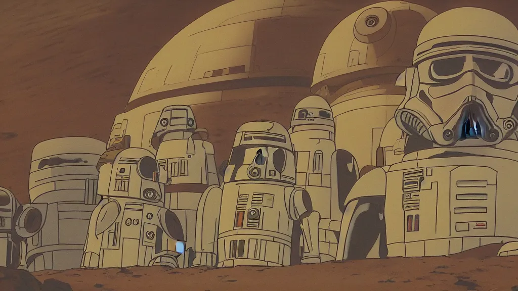 Prompt: tatooine landscape Star Wars a new hope 1977 studio ghibli highly detailed 70mm