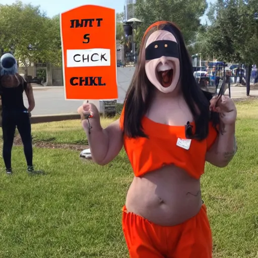 Image similar to chick dressed as an inmate