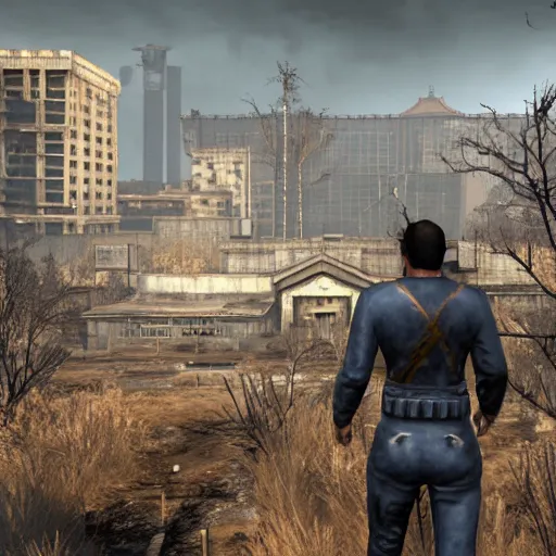 Image similar to Fallout game set in Beijing, 8K, daytime