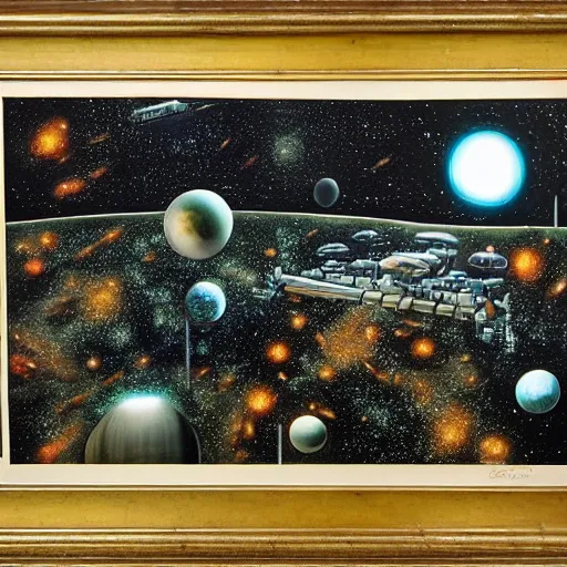 Image similar to spacy colony by don Davis, on canvas