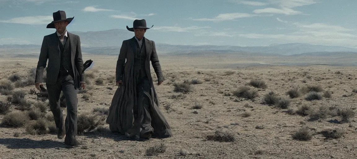 Image similar to final shot of westworld ( 2 0 1 6 ), 3 5 mm film still by emmanuel lubezki