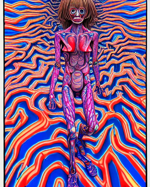 Image similar to human body breaking away, conjuring psychedelic image, part by shintaro kago, part by alex gray, ultra realistic, highly detailed, 8 k, trending on artstation, masterpiece, epic, symmetry