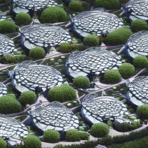 Image similar to a colony of insect civilizations buildings resembling bee