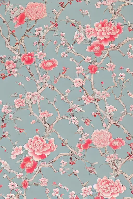 Image similar to Chinoiserie floral wallpaper by James Jean
