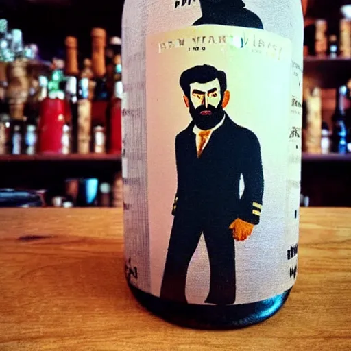 Prompt: a perfect photograph of captain haddock made from a bottle of whisky